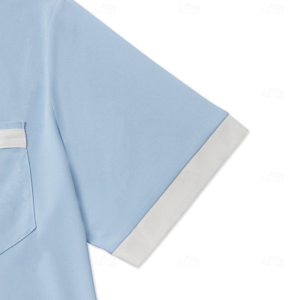 Herr Golftröja Piképikétröjor Arbete Ledigt Kavajslag Ribbstickad polokrage Kortärmad Grundläggande Modern Färgblock Lappverk Ficka Vår & sommar Normal Svart Vinröd Marinblå Ljusblå Golftröja 2025 - $16.49 –P4