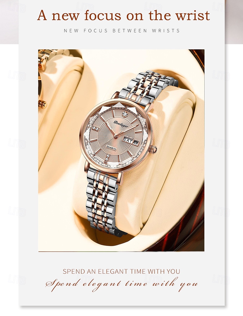 Women Quartz Watch Wrist Watch Retro Vintage Rhinestone Wristwatch Luminous Calendar Date Week Waterproof Stainless Steel Watch 2025 - $36.99 –P4