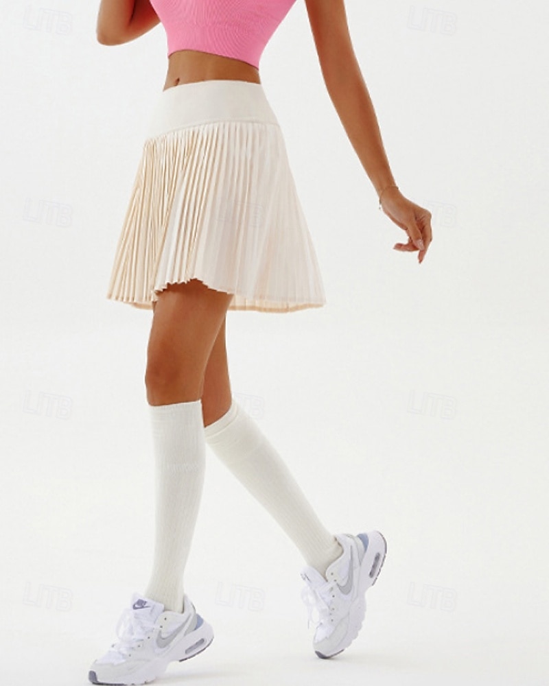 US Open Women's Tennis Skirts Tennis Skirts with Shorts Pleated Side Pockets Breathable Tennis Golf Pickleball Patchwork Solid Colored Bottoms Black White Pink Tennis Clothing 2025 - $27.99 –P19