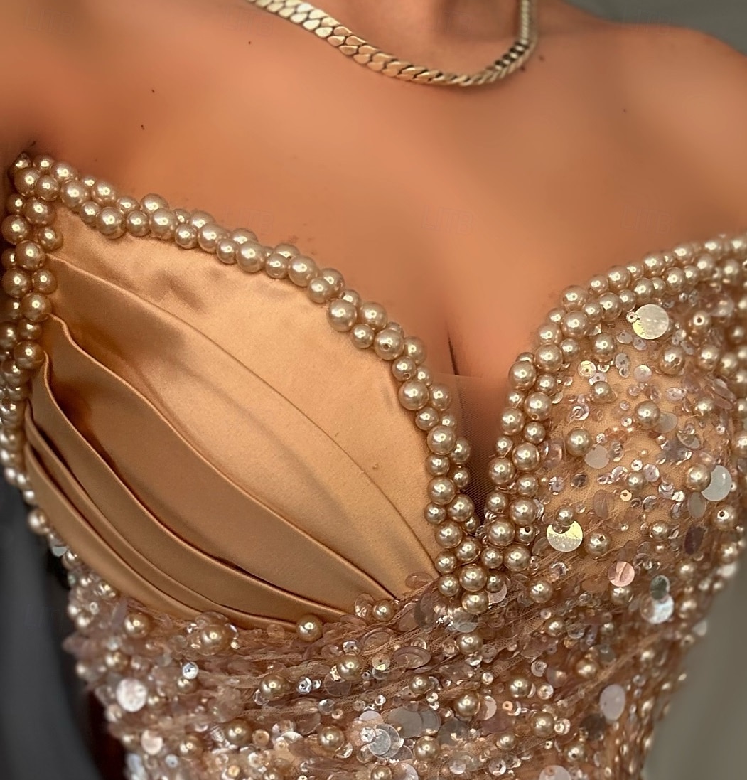 Šampaňská modrá sloupcová flitrová večerní šaty vintage šaty karneval formální podlahová délka bez rukávů sladkost s třpytkami 2025 - $167.99 –P2