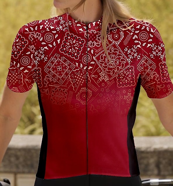 Damen Radtrikot Kurzarm Fahhrad Trikot Oberteil mit 3 Gesäßtaschen Atmungsaktiv Schnelltrocknend Feuchtigkeitsableitend Reflektierende Streifen Weinrot Sport Bekleidung 2025 - $23.19 –P3