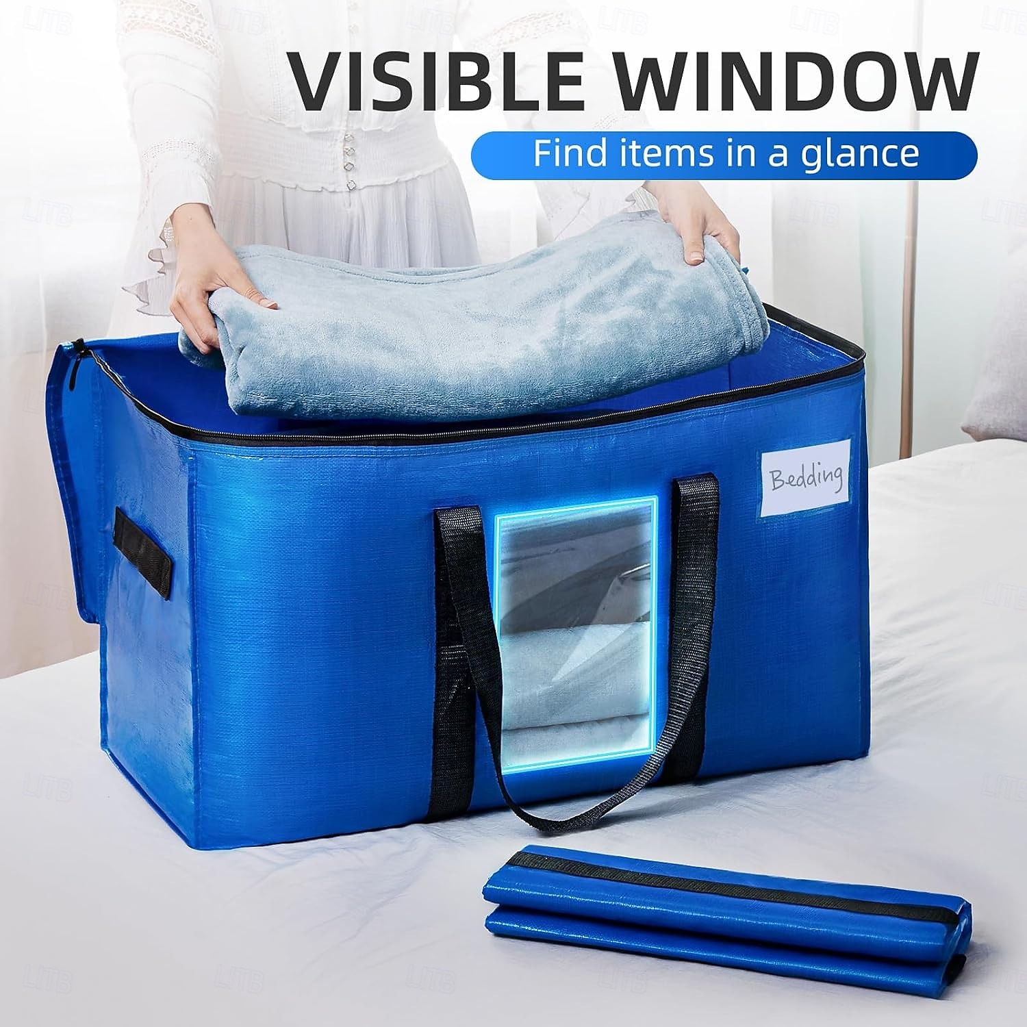 2 Pack Extra Large Moving Bags, Heavy Duty Totes for Storage with Visible Window, U-Shaped Around Handles, Storage Contrainer Box for Space Saving 2025 - $20.99 –P3