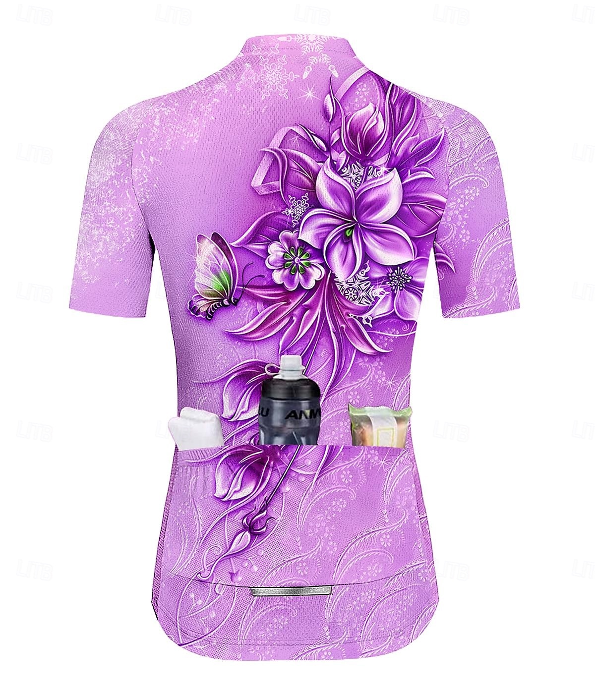 Mujer Maillot de Ciclismo Graphic Degradado Flores Botánica Manga Corta Bicicleta Maillot Camiseta con 3 bolsillos traseros Filtro Solar Resistente a los rayos UV Secado rápido Bandas Reflectantes 2025 - $28.99 –P2