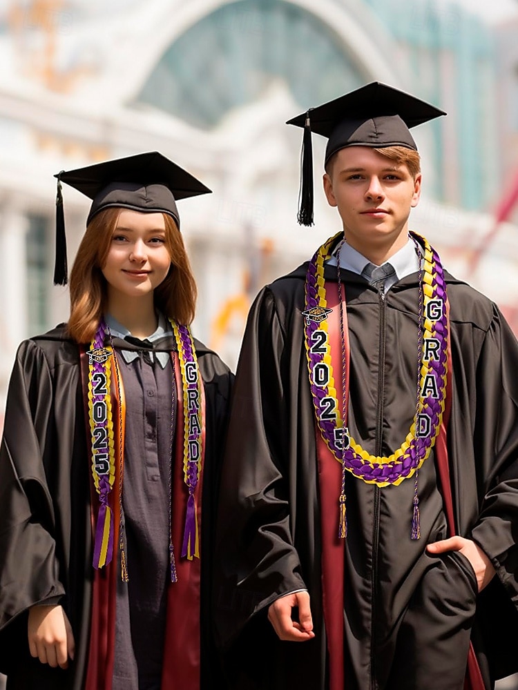 Class of 2025 Graduation Honor Cord 2-Piece Set – Braided purple, gold and black graduation cape with tassel and cap design for high school and college seniors 2025 - $14.99 –P2