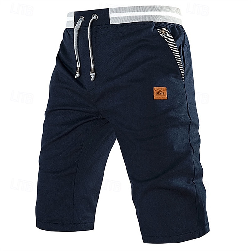 Homens Shorts sociais Burmuda Shorts Shorts de trabalho Bolsos Com Cordão Tecido Conforto Respirável Comprimento do joelho Ao ar livre O negócio Moda Casual Preto Azul de 2025 por $25.99 –P10