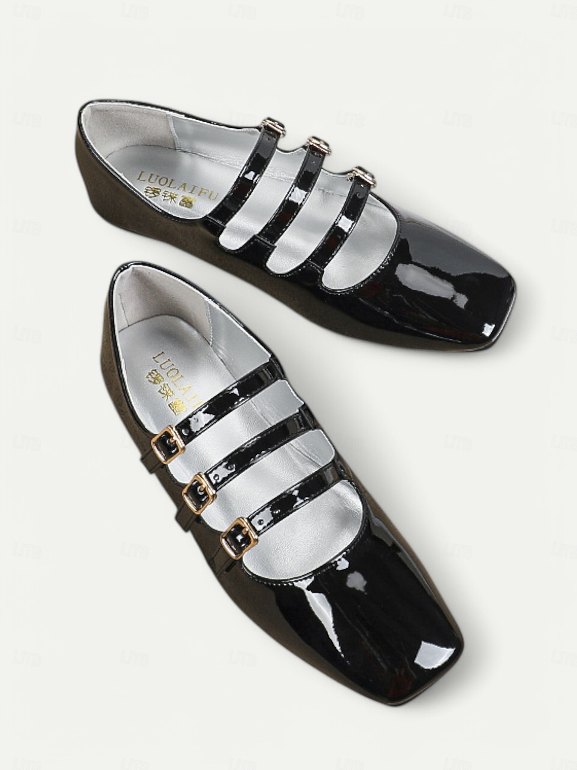 Rode Mary Jane-flats van lakleer uit de jaren 30 voor dames met drievoudige gespen – retro klassieke schoenen voor feestjes en dagelijks gebruik 2026 - $34.99 –P6
