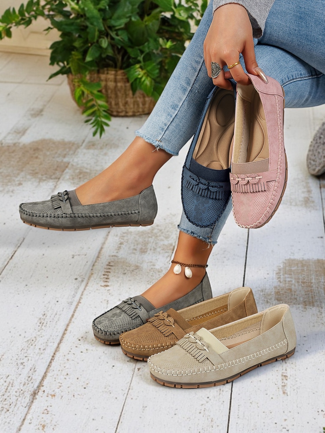 mocasini de damă mocasini cu ciucuri – pantofi de șofer casual, moale, pentru ținute de primăvară și confort acasă 2025 - $24.99 –P1