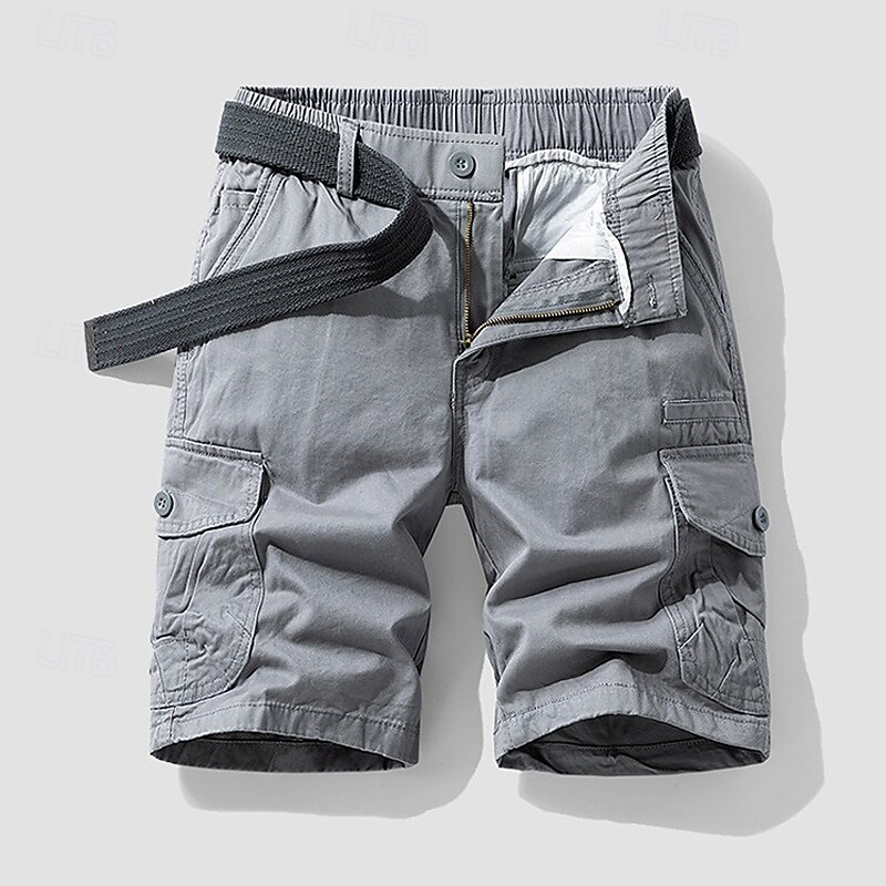 Homens Bermuda Cargo Calção Shorts de verão Cintura elástica Bolso multi Bolso com aba Tecido Conforto Vestível Comprimento do joelho Ao ar livre Esporte Diário Moda Casual Preto Azul de 2025 por $30.99 –P13
