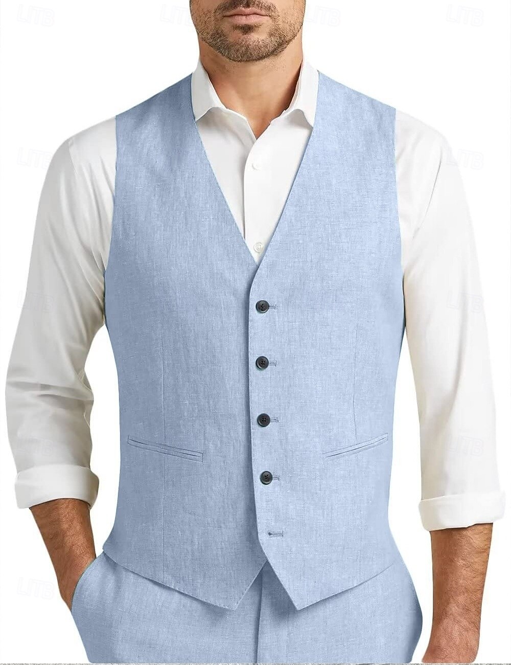 De los hombres Playa Boda Trajes de Lino Champaña Rosa Color sólido A  Medida Juego de 2 piezas 2026 - €81.99, image size:1000x1300