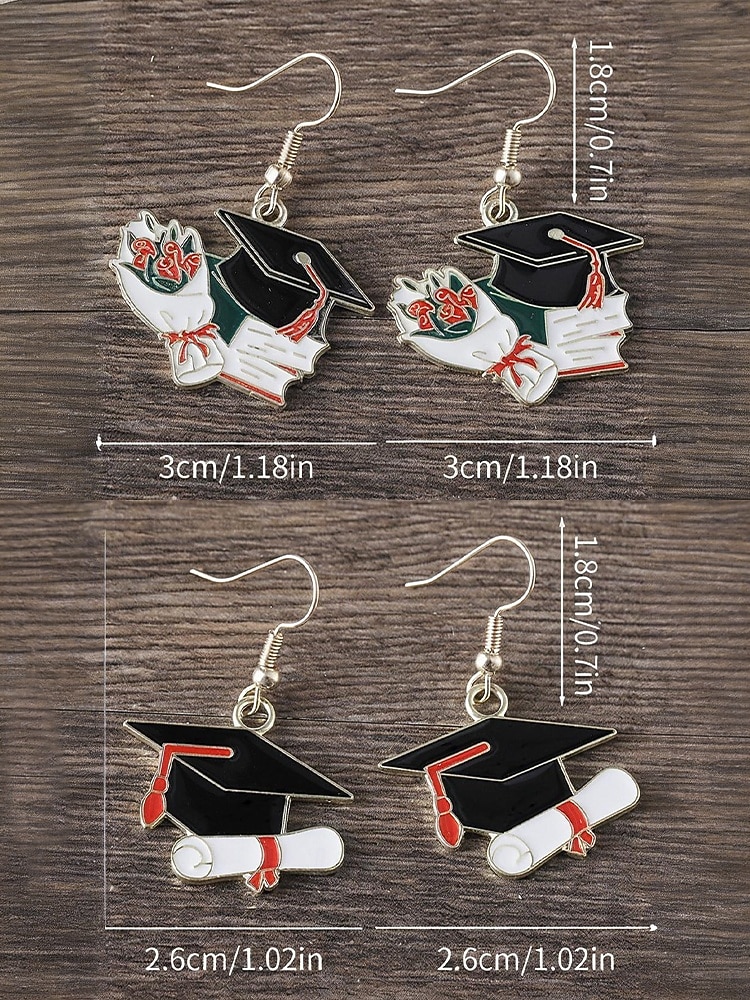 Graduation Cap and Diploma Dangle Earrings – Fun Enamel Jewelry for Women and Girls – Class of 2025 Accessory for Graduation Parties, Ceremonies and Gifts 2026 - $5.99 –P8