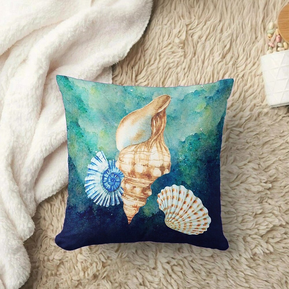 Capa de Almofada Decorativa com Conchas do Oceano 1PC Almofada Quadrada Macia para Sofá Capa de Almofada para Quarto Sala de Estar Cadeira de 2025 por $12.99 –P5