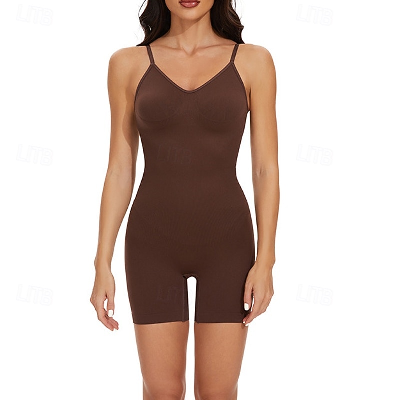 Women's Normal Romper Casual Solid Color Sleeveless V Neck Backless Street Going out Regular Fit Black Brown Beige Summer 2025 - $15.99 –P8