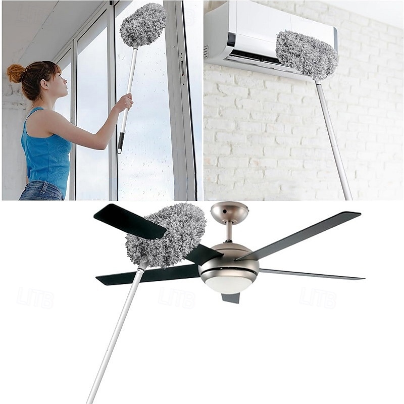 Čistič stropního ventilátoru prachovka opakovaně použitelná čistička lopatek stropního ventilátoru z mikrovlákna vyjímatelná prachovka s prodlužovací tyčí, nastavitelná od 21 do 56 palců 2025 - $11.99 –P6