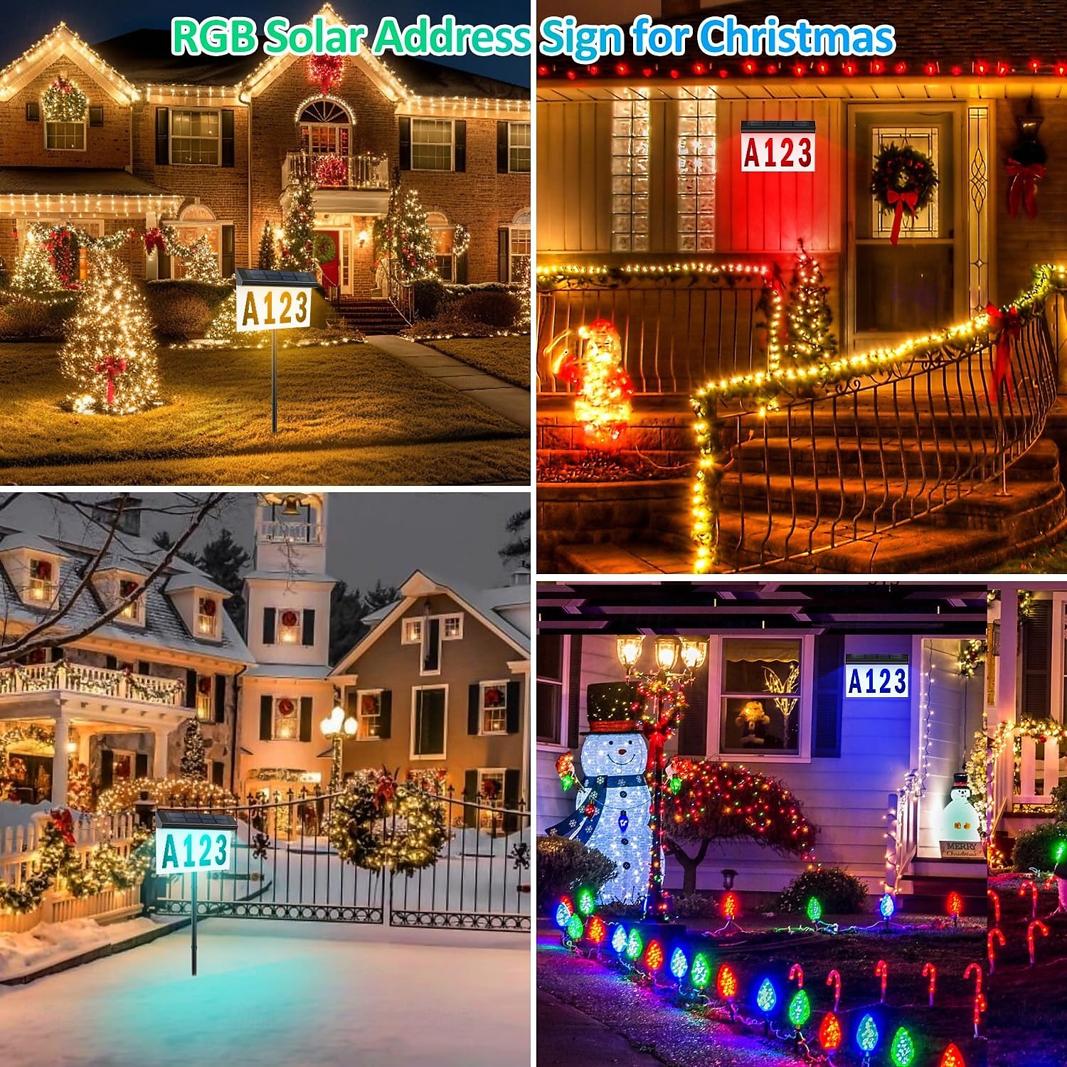 1 Pc Outdoor Solar Adress Lights Wall Lights Rgb Color Changing Door Number Light Wall Mounted And Ground Plugged In Two Remote Control Methods For Controlling Street Signs, Porch Lighting 2025 - $43.99 –P7