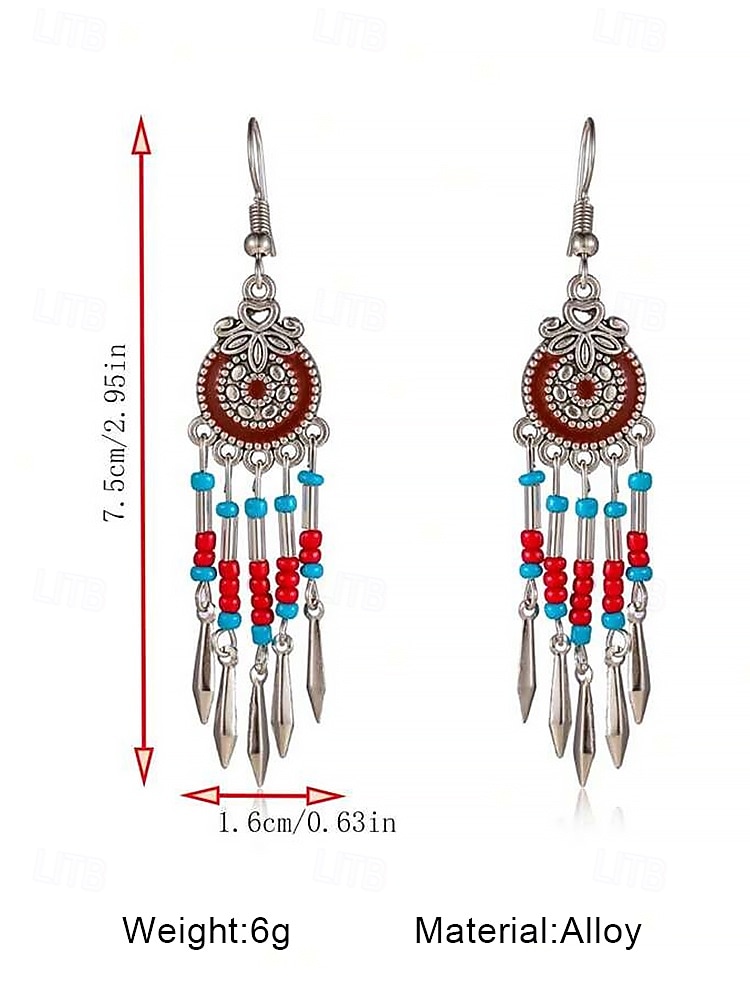Bohemian Style Beaded Dangle Earrings for Women - Colorful Red and Blue, Tribal Chic, Perfect for Summer, Festivals and Casual Outfits 2026 - $7.99 –P4