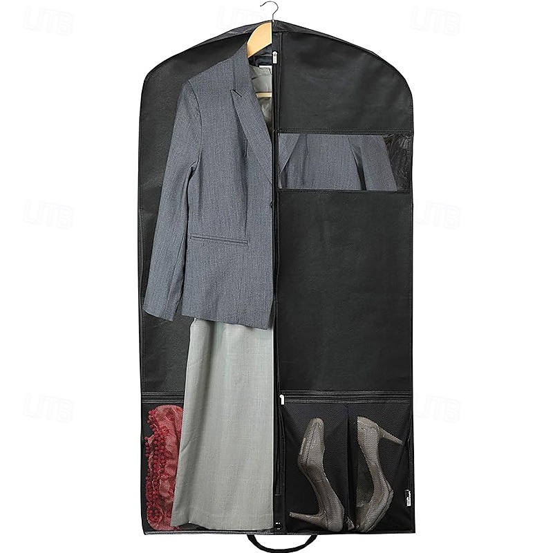 Borsa porta abiti con tasca a rete, resistente custodia porta abiti da viaggio traspirante in tessuto non tessuto per abiti, completi, cappotti, borsa portaoggetti antipolvere da appendere per armadio del 2025 a $12.49 –P6