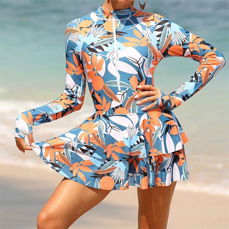 Women's Rash Guard One Piece Swimsuit UV Sun Protection UPF50+ Lightweight Long Sleeve Spandex Swimwear Bathing Suit Front Zip Swimming Surfing Beach Water Sports Summer Spring Autumn 2025 - $32.99 –P7
