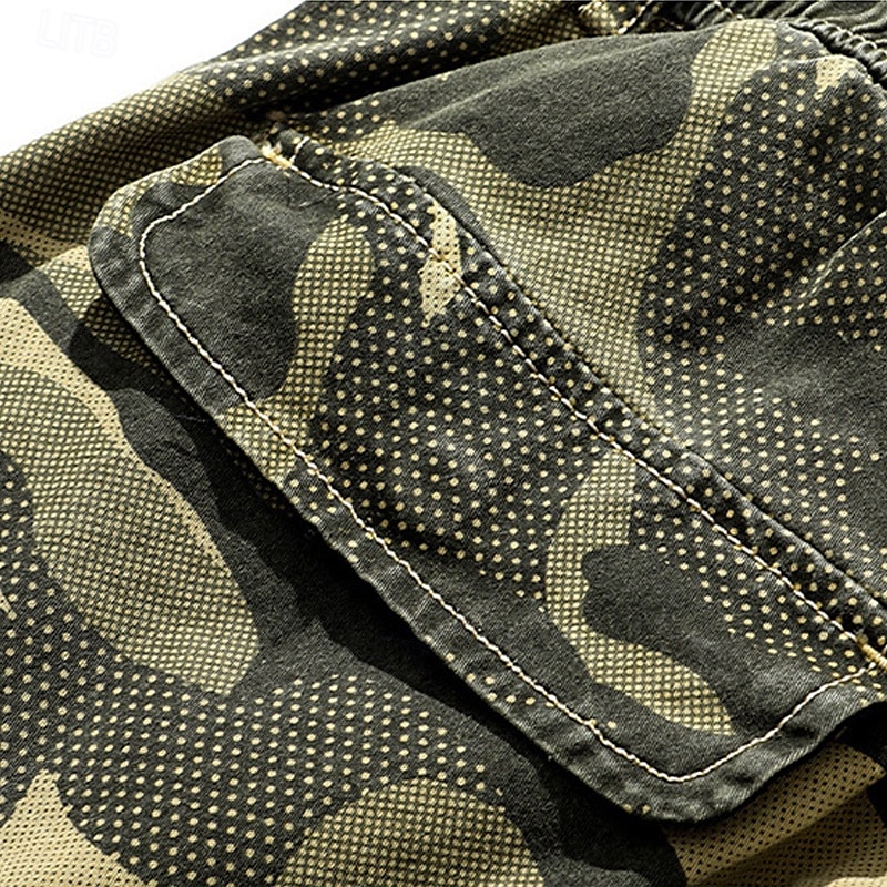 Herren Cargo-Shorts Shorts mit Camouflage-Muster Shorts Sommershorts Kordelzug Elastischer Bund Mehrere Taschen Tarnung Komfort tragbar Knielang Outdoor Sport Täglich Mode Lässig Tarnung Khaki 2025 - $34.99 –P7