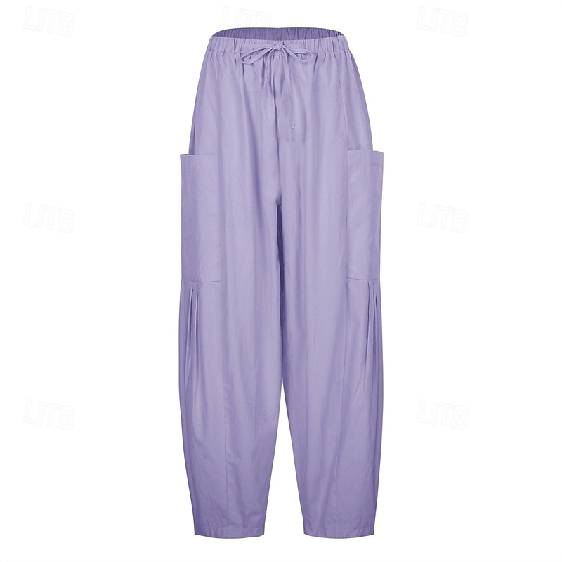 Per donna Gamba larga Pantaloni Vacanza Moda Lunghezza intera Misura del girovita medio Semplice Elastico in vita Traspirante Confortevole Micro-elastico Streetwear Abbigliamento quotidiano Uscire del 2025 a $30.99 –P9