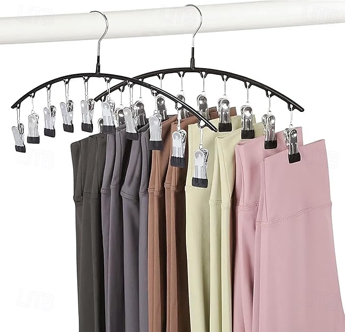 Lot de 2 cintres pour leggings, organisateur de placard, cintres pour chapeaux, pour placard, avec 10 clips, peut contenir 20 leggings, cintre pour leggings, organisateur de rangement pour pantalons, convient pour chaussettes, culottes, sous-vêtements, pa de 2026 ? $16.99 –P6
