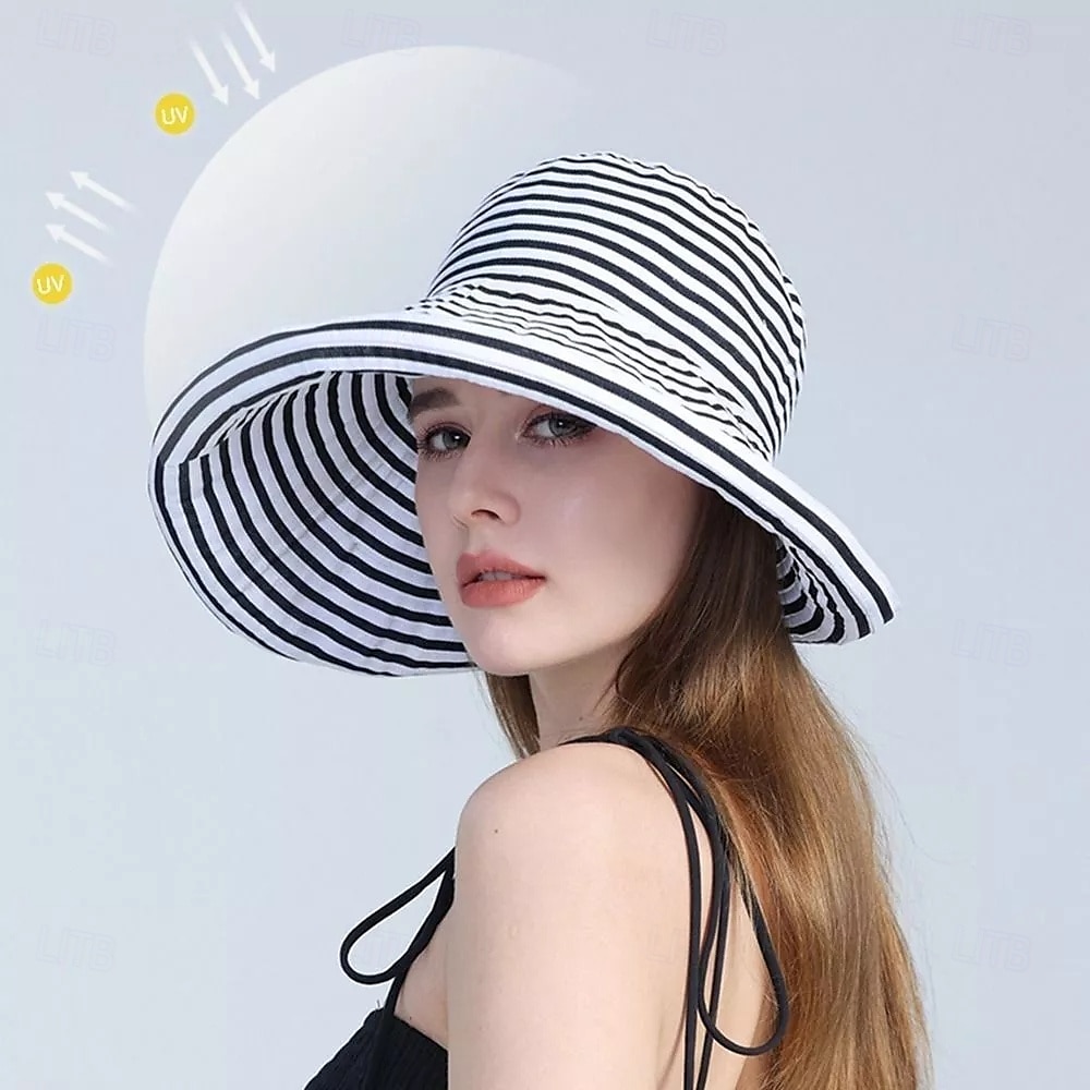solhatt for kvinner bred brem sommer upf50 uv-beskyttelsesstripe lett fottur utendørs caps 2025 - $16.99 –P1