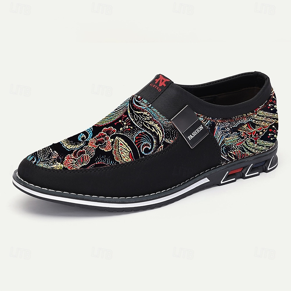 slip-on sneakers i svart och flerfärgad jacquard för män – snygga skor i jacquardtyg för casual och smart casual evenemang 2025 - $46.99 –P2