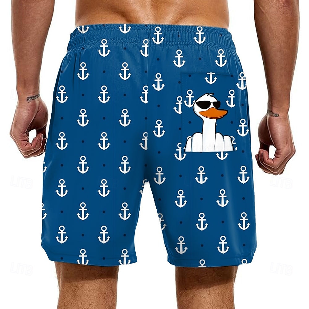 Herr Ankare Rolig Anka Fodrade shorts 2 i 1 simshorts Badshorts Medium Midja Hawaiisk Semester Helgdag Standkläder Sidfickor Med kompressionsfoder Elastisk dragsko i midjan Designer Kläder 2025 - $21.99 –P2