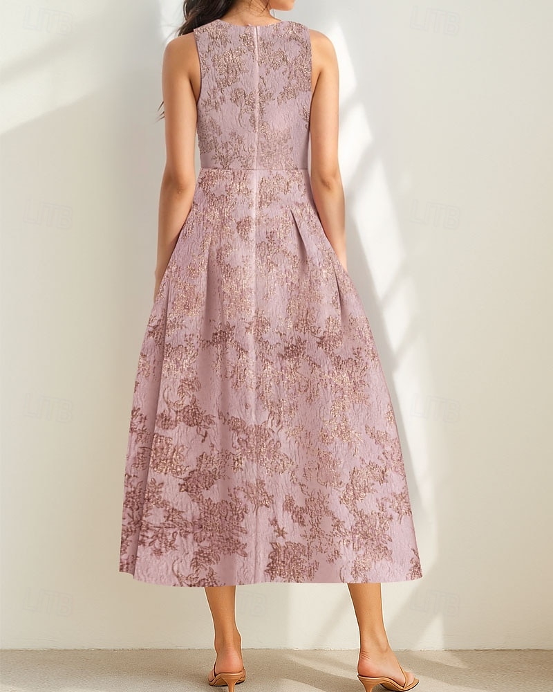 Floral Brocade Jacquard Cocktail Dresses Elegant Dress Formal Semi Forml Wedding Ankle Length Sleeveless V Neck with Slit 2025 - $132.99 –P3