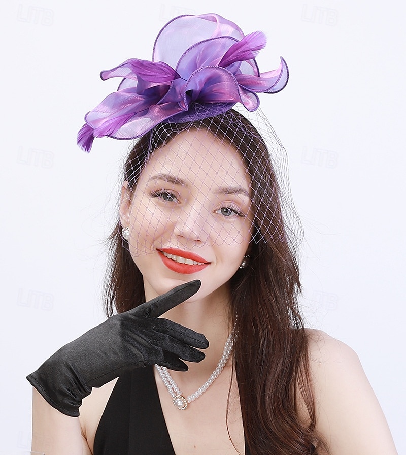 Tocados Plumas Boda Fiesta de Noche Elegante Boda Con Pluma Celada Sombreros 2025 - $17.49 –P3