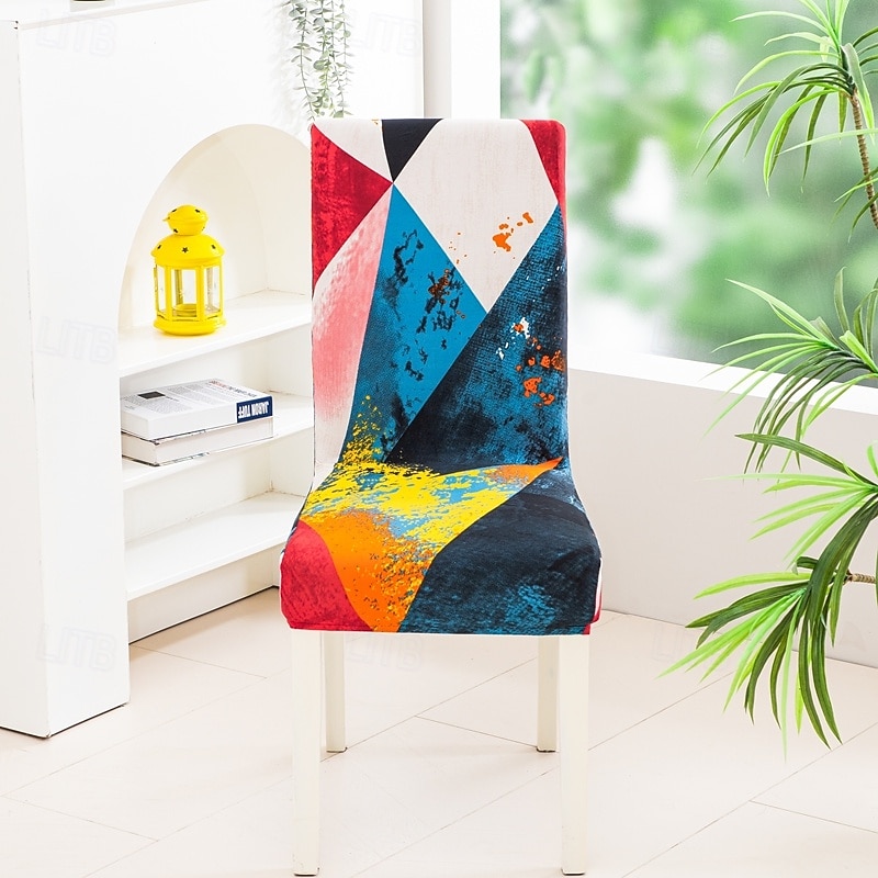 4/6 szt. elastycznych pokrowców na krzesła do jadalni, antypoślizgowych i modnych pokrowców na krzesła do jadalni, prostych geometrycznych nadruków, ochronnych pokrowców na krzesła do wystroju wnętrz, 2025 - $15.49 –P10