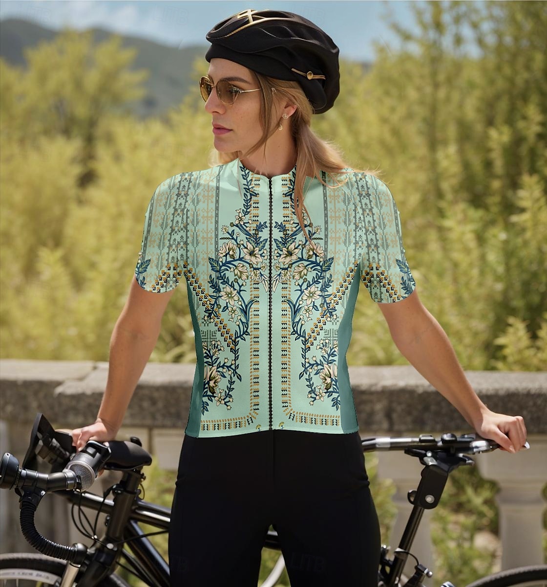 Pentru femei Jersey de ciclism Manșon scurt Bicicletă Jerseu Topuri cu 3 buzunare spate Respirabil Uscare rapidă Confortabil la umezeală Dungi reflectorizante Verde Sport Îmbrăcăminte 2025 - $28.99 –P1