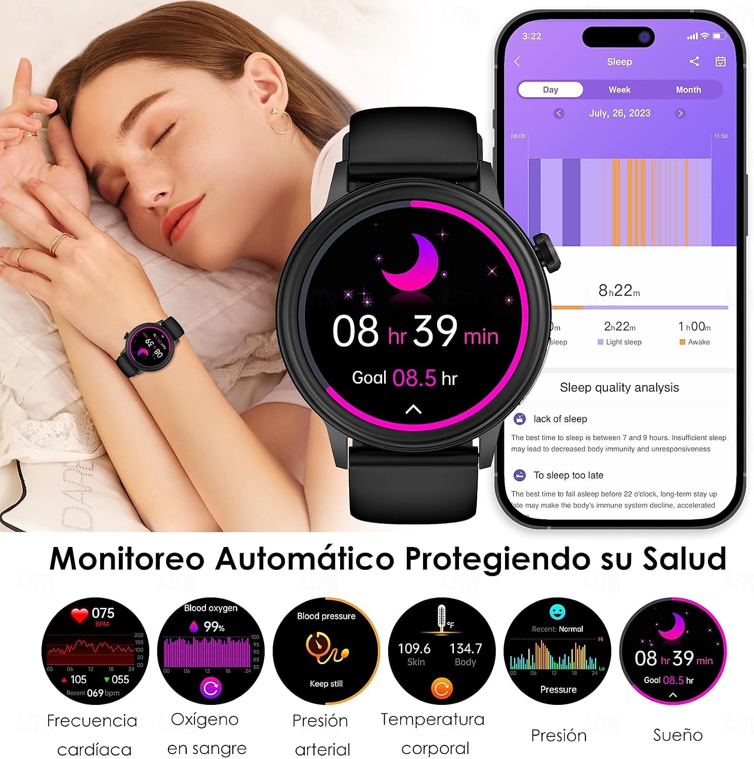 glicemia zucchero smart band orologio temperatura corporea ecg monitoraggio hrv fitness braccialetto intelligente impermeabile spo2 smartwatch del 2025 a $66.99 –P1