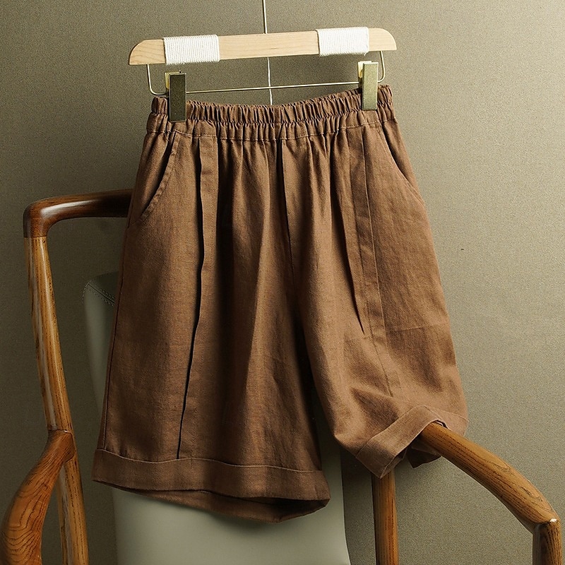 Per donna Pantaloni in cotone e lino Pantaloni Eleganti Semi-lungo Moda Lunghezza al ginocchio Naturale Semplice Tasca Elastico in vita Comodo All'aperto All'aperto Uscire Aalbicocca Blu cielo chiaro del 2025 a $22.99 –P6