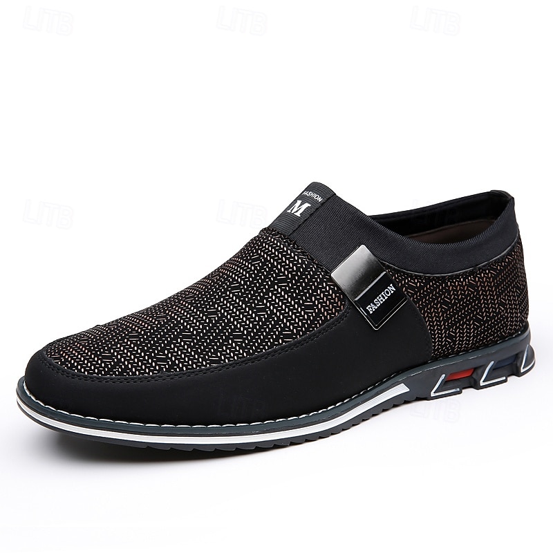 svarte slip-on joggesko for menn med teksturert design – komfortable sko for fritids- og hverdagsbruk 2025 - $34.99 –P1