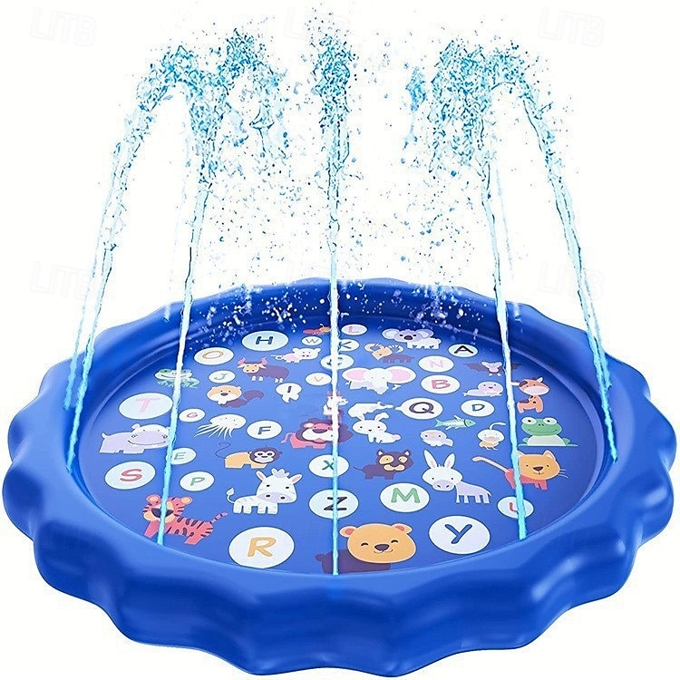 Tapis de jeu d'eau extérieur de 68 pouces, motif de vie marine multicolore, tapis anti-éclaboussures en PVC durable avec arroseur, antidérapant &gonflable idéal pour les jouets aquatiques amusants de de 2025 ? $70.99 –P7