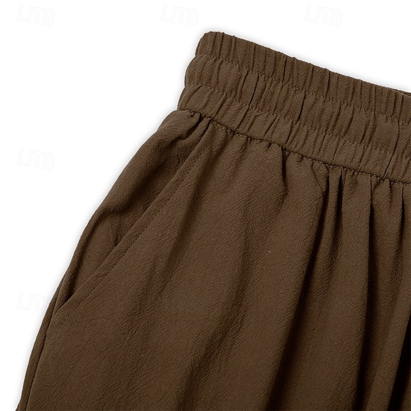 Per uomo Pantaloni di Lino Pantaloni Pantaloni Estivi Pantaloni Larghi Coulisse Elastico in vita Semplice Comodità Traspirante Lunghezza intera All'aperto Yoga Ferie Vacanza Moda Marrone del 2025 a $23.99 –P8