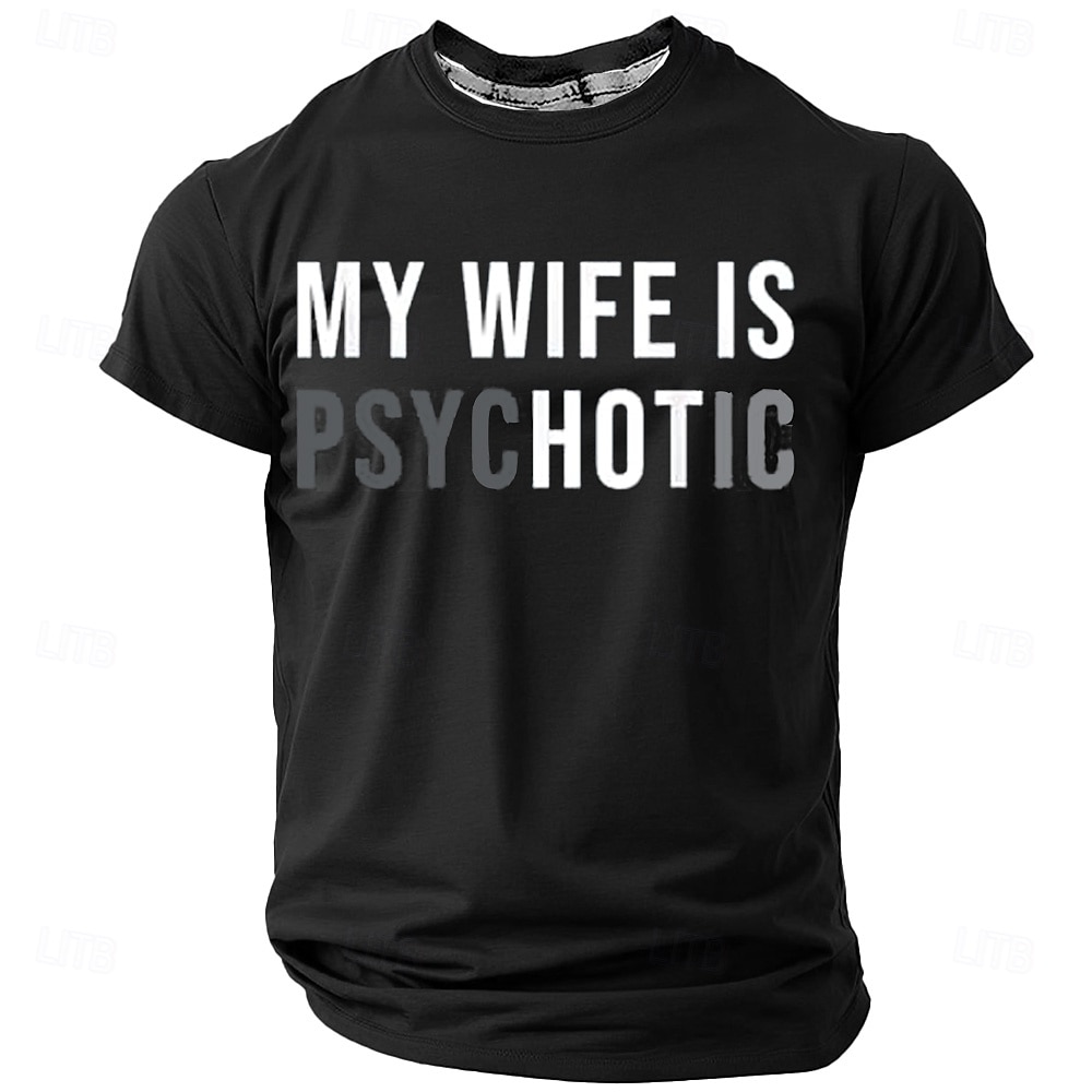 Herre Morsom kone T skjorte Kortermet T skjorte 3D-utskrift Crew-hals Skjorte Mote Daglig Fritid Gate Avslappet Daglig Svart Rød Blå Sommer Vår Klær S M L XL XXL XXXL 2025 - $17.99 –P4
