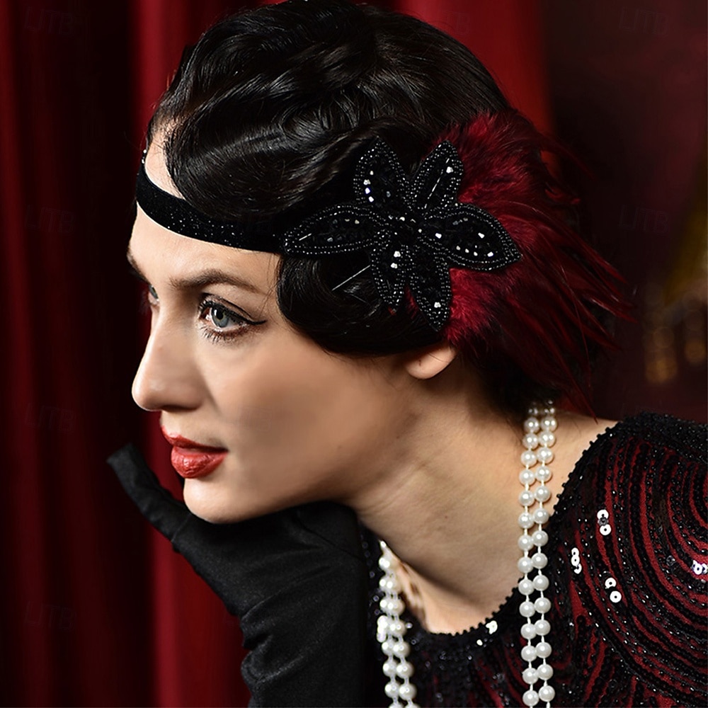 Den store Gatsby Flapperpannebånd i 1920-stil Den store Gatsby Kontor / Bedrift Glitrende glitter Krystall / Rhinstein Dame Karneval Maskerade Tilbake til Skolen Festkveldsklær Maskerade Festival 2025 - $20.99 –P4