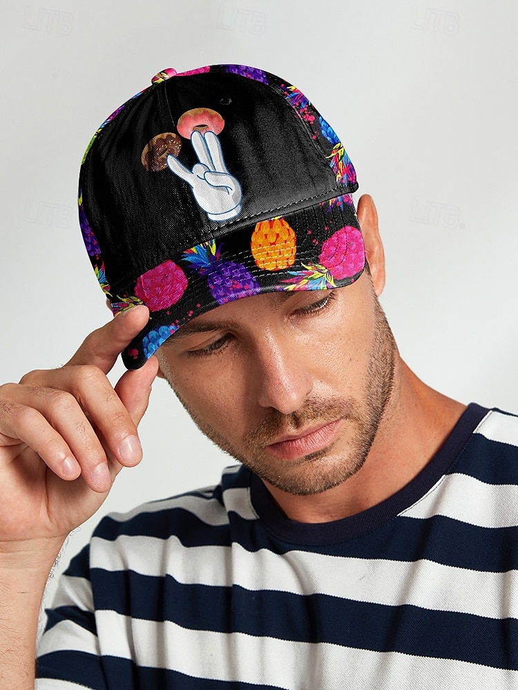Casquette de baseball colorée à motif ananas et beignet pour homme - design décontracté et tendance, coupe ajustable, parfaite pour l'été et les activités de plein air de 2025 ? $14.99 –P1