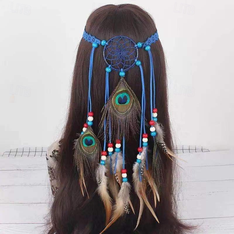 1 Stück Damen Stirnbänder Haarring Für Ferien Retro Feder Burgunderrot Blau Kaki 2026 - $21.99 –P4
