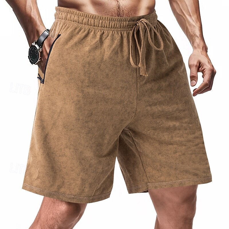 Men's Athletic Shorts Sweat Shorts Shorts Summer Shorts Pocket Drawstring Elastic Waist Plain Comfort Breathable Short Outdoor Sports Classic Casual Black Navy Blue 2025 - $17.99 –P3