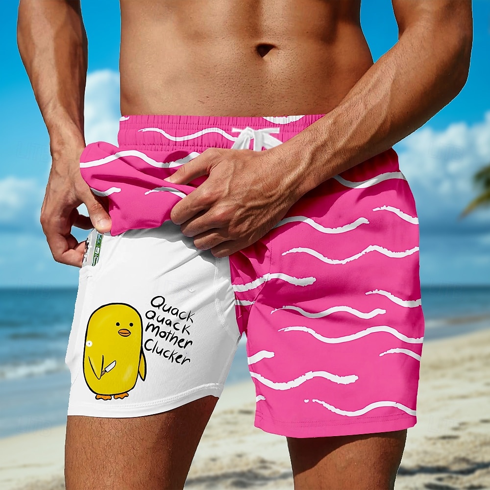 Per uomo Geometrico Pulcino Divertente Pantaloncini foderati Pantaloncini da bagno 2 in 1 Pantaloncini da mare Misura del girovita medio Hawaiano Vacanza Ferie Abbigliamento mare Tasche Laterali Con del 2026 a $20.99 –P3