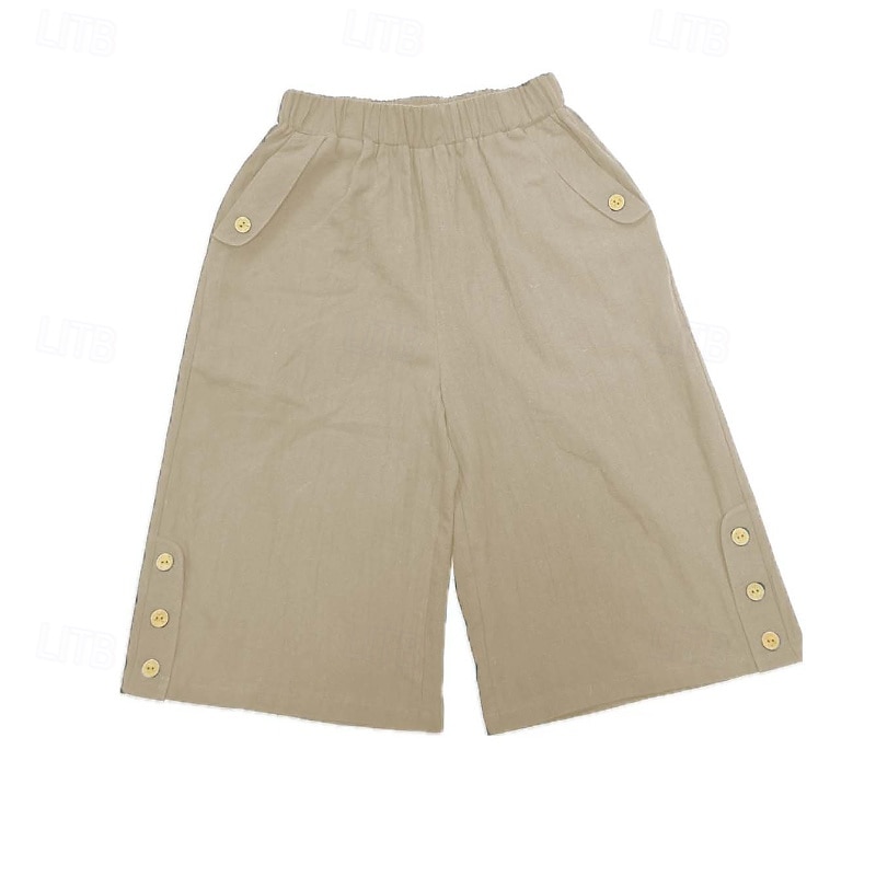 Women's Cotton Linen Shorts Shorts Crop Streetwear Casual Knee Length Natural Plain Pocket Elastic Waist Outdoor Comfortable Outdoor Going out Light Sky Blue Black White Dark navy Summer Regular Fit 2025 - $24.99 –P4
