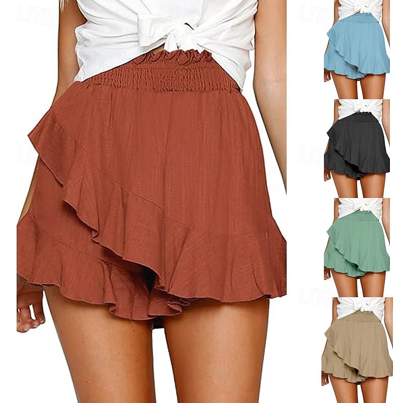 Pentru femei Pantaloni scurți inspirați din in Pantaloni Scurți Pantaloni Șic Stradă Casual Scurt Natural Simplu Bufantă Talie elastică Confortabil Respirabilitate Exterior În aer liber Ieșire Plajă 2025 - $17.99 –P1