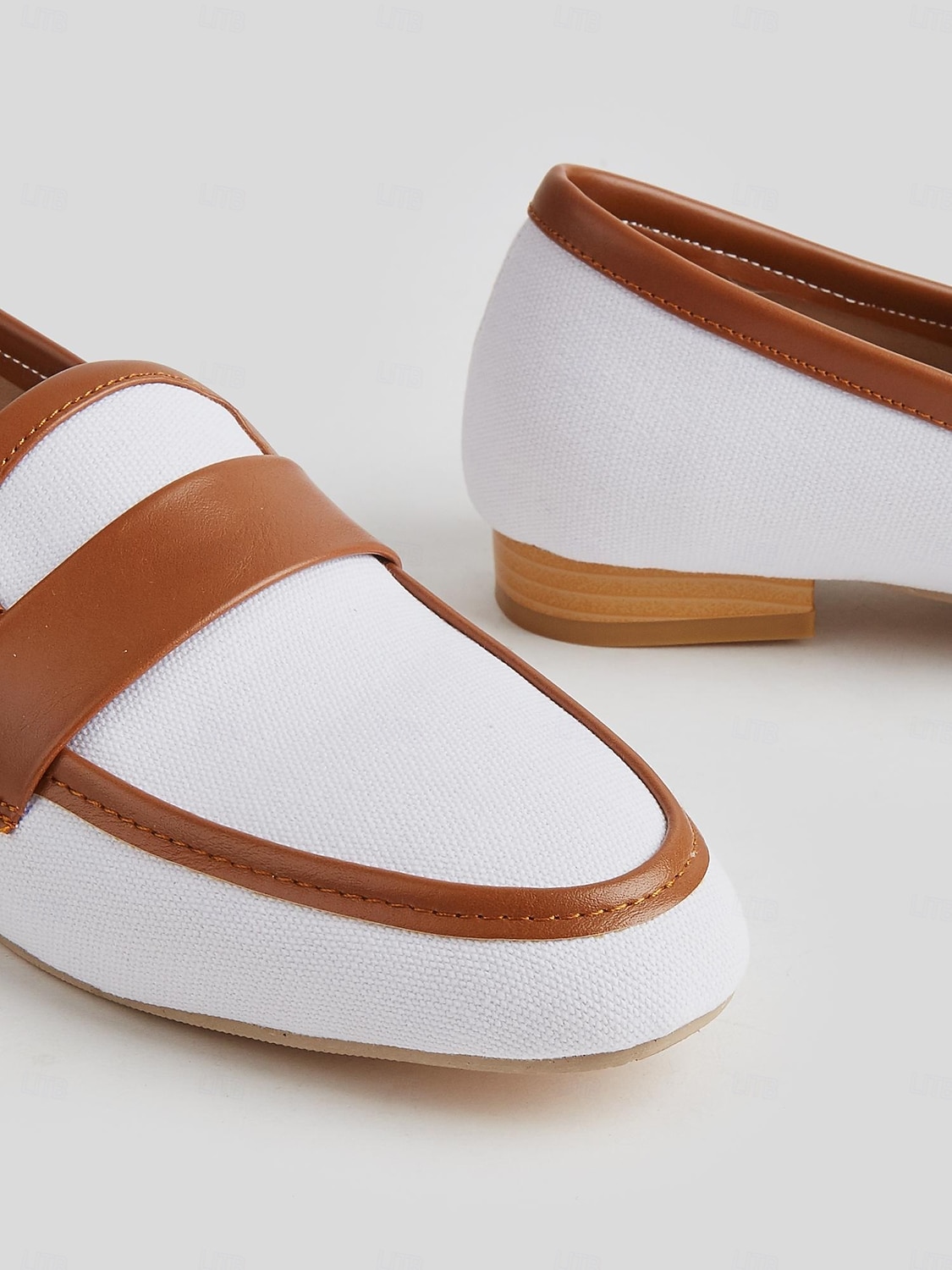 dámské plátěné penny loafers – bílé a hnědé kancelářské byty na nízkém podpatku do práce i na každodenní dojíždění 2025 - $34.99 –P4