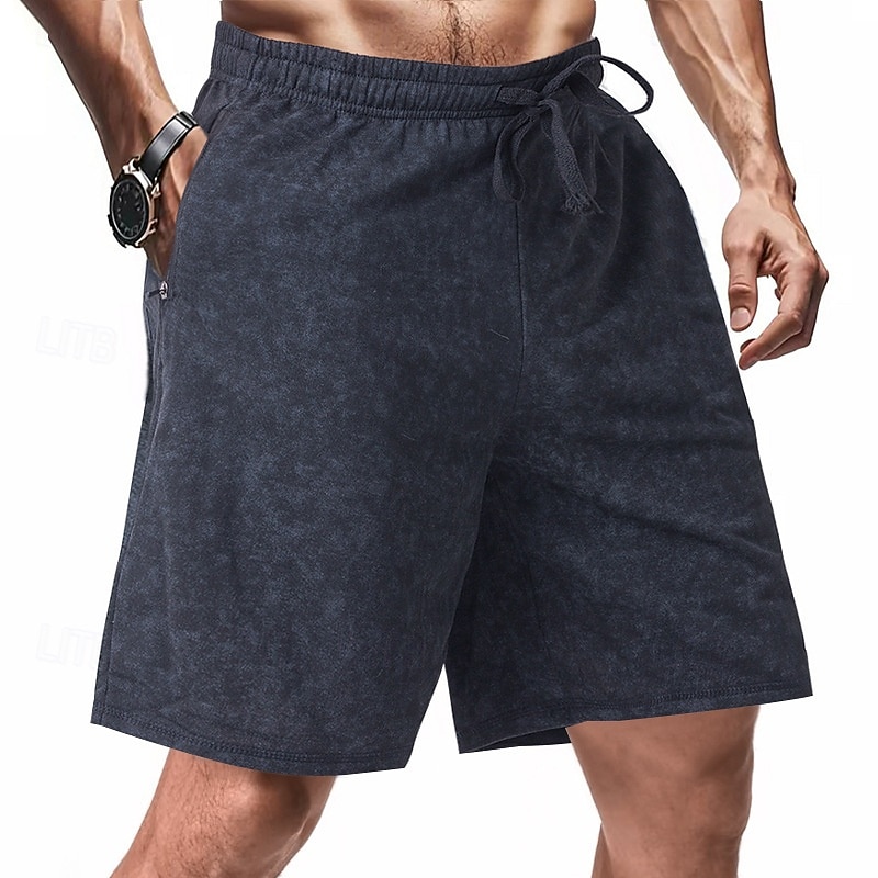 Men's Athletic Shorts Sweat Shorts Shorts Summer Shorts Pocket Drawstring Elastic Waist Plain Comfort Breathable Short Outdoor Sports Classic Casual Black Navy Blue 2025 - $17.99 –P15