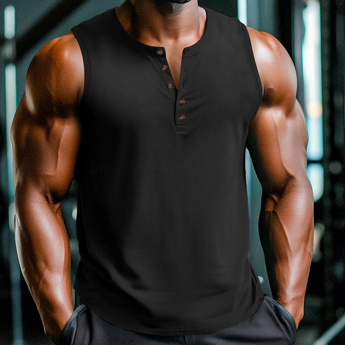 Pánské Bez rukávů Tričko Henley Vesta Top Tílka Bez rukávů Henley Léto Bez vzoru Módní Designové sportovní Dovolená ulice Ležérní Černá Bílá Khaki Top tričko pro muže 2025 - $12.99 –P7