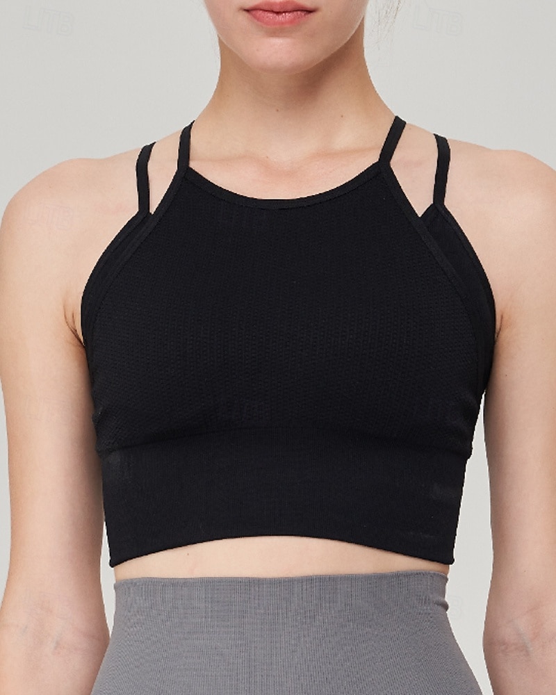 Per donna Reggiseno spag Crisscross Back Comodo Traspirante Finto due pezzi Semplice Sport Abbigliamento sportivo Nero Viola Yoga Fitness del 2025 a $22.99 –P5