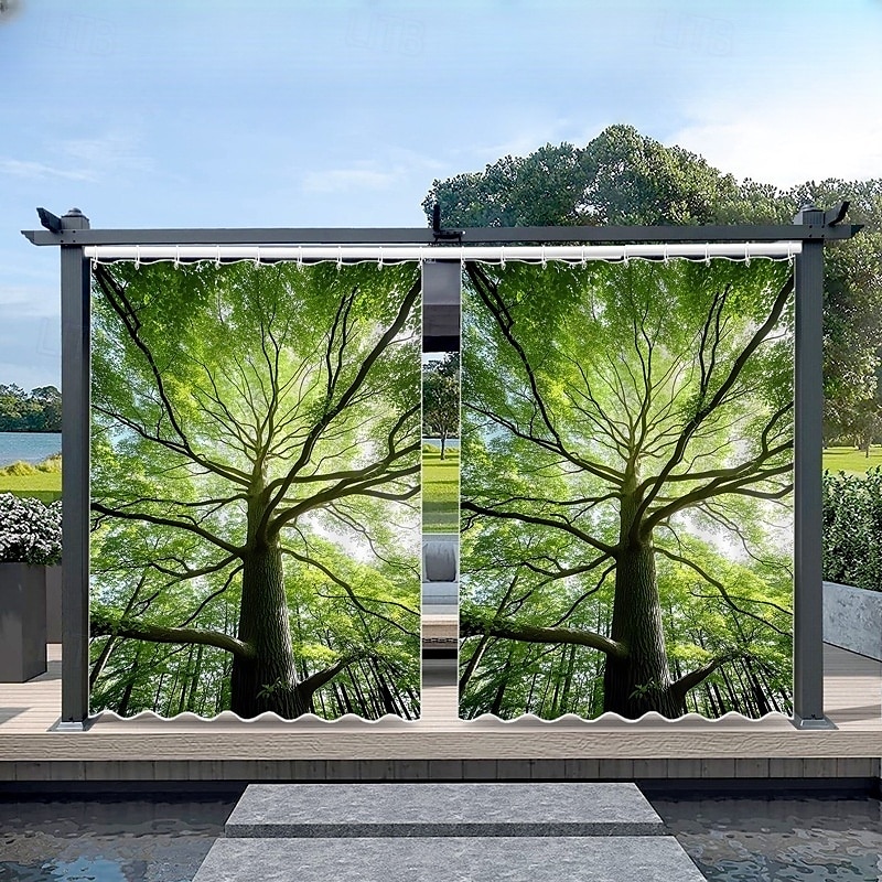 Cortina Externa Impermeável para Privacidade Cortina Deslizante para Pátio Cortinas de Pérgola com Olhal 3D Paisagem Florestal para Gazebo Varanda Alpendre Festa 1 Painel de 2025 por $34.99 –P3