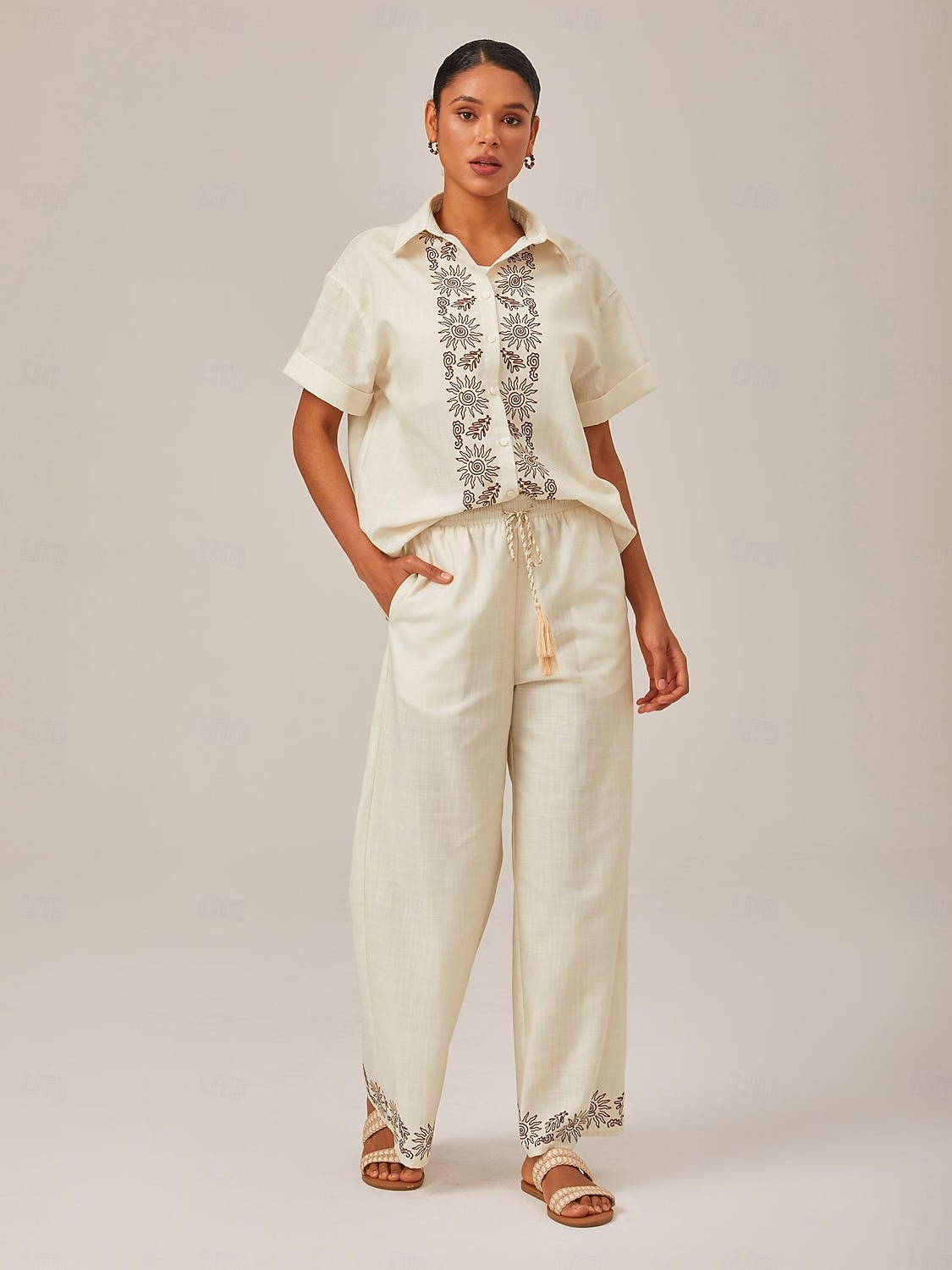pantalon large imprimé lin de 2025 ? $15.99 –P4
